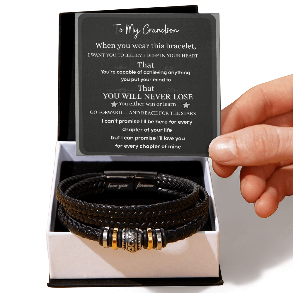 To My Grandson Bracelet — "You Will Never Lose" Message Card