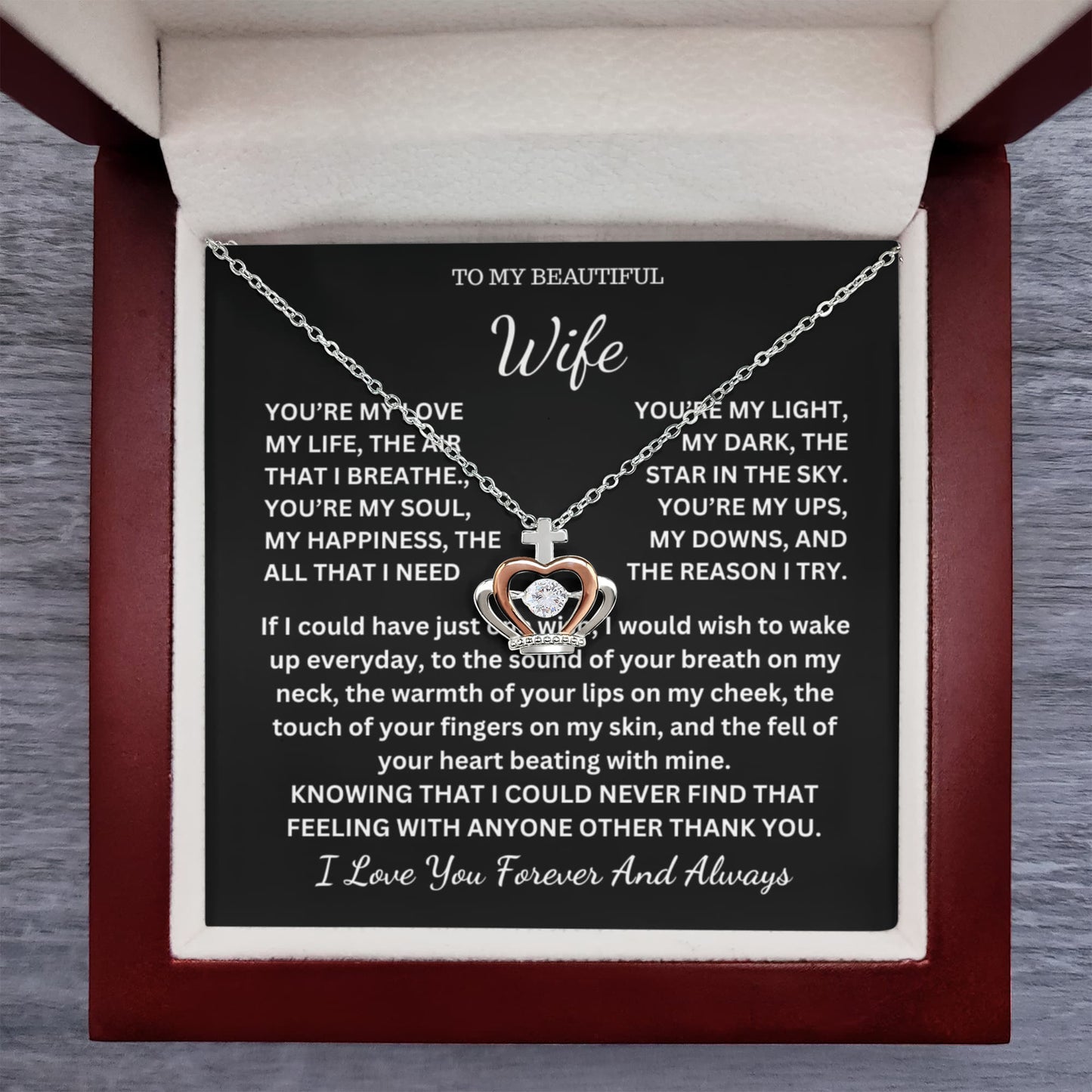 To My Beautiful Queen Wife Necklace