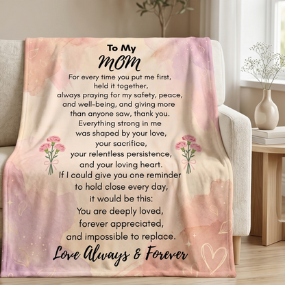 To My Mom Blanket – Prayer, Love & Appreciation Gift for Mom