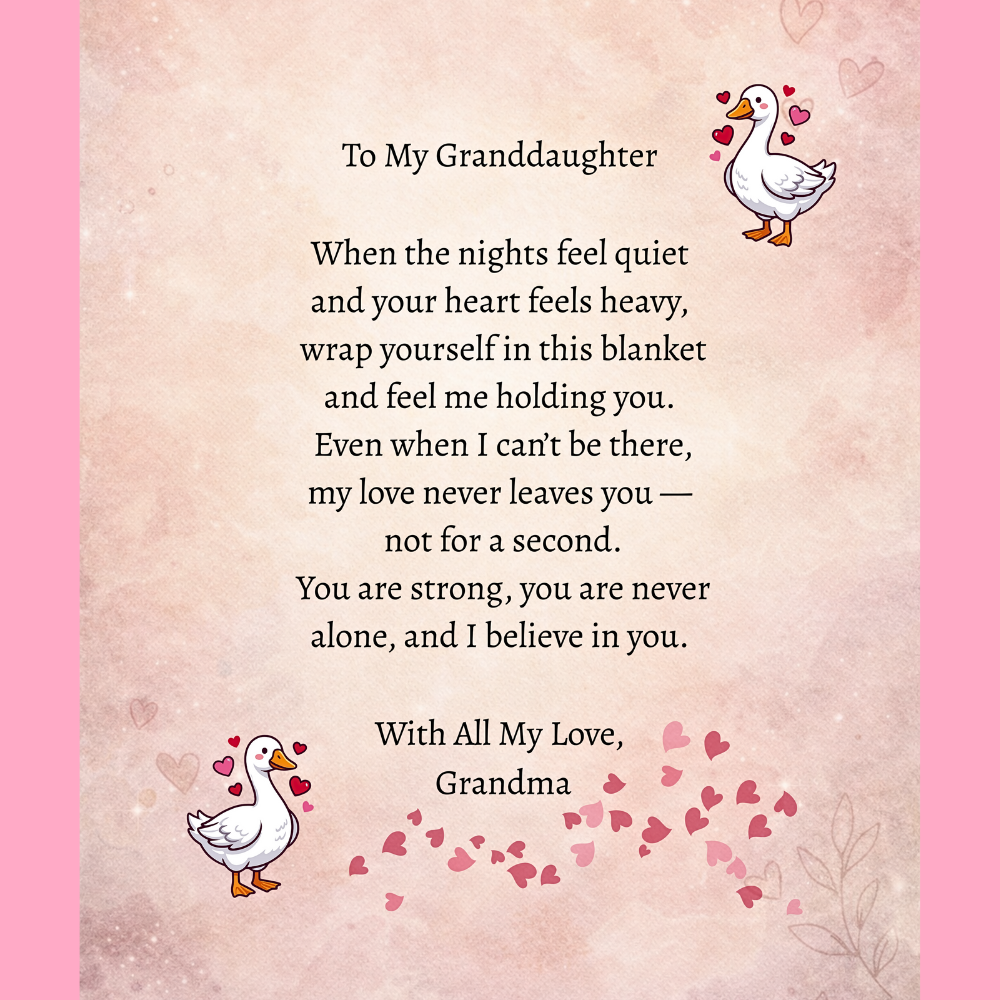 To My Granddaughter – Soft Velveteen Throw Blanket