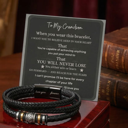 To My Grandson Bracelet — "You Will Never Lose" Message Card