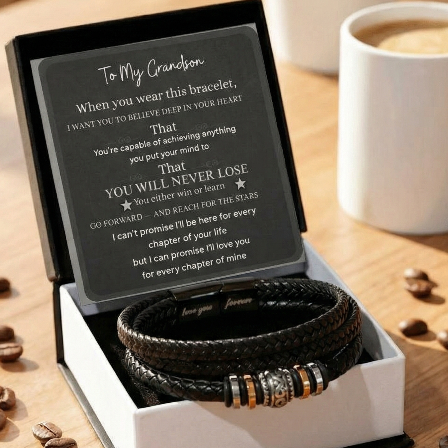 To My Grandson Bracelet — "You Will Never Lose" Message Card