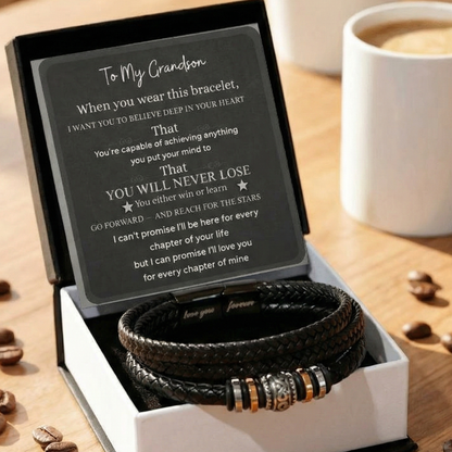 To My Grandson Bracelet — "You Will Never Lose" Message Card
