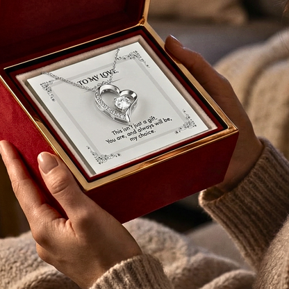 Heart Necklace Gift with Rose Box – To My Love