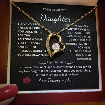 To My Beautiful Daughter – Forever Heart Necklace Gift from Mom