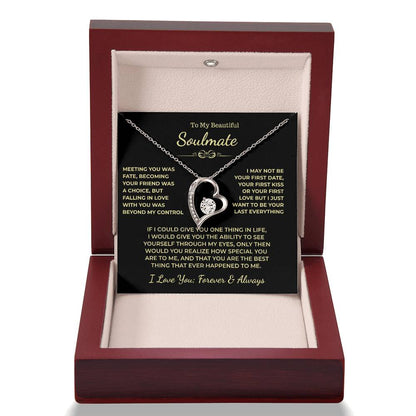 To My Beautiful Soulmate Gift, "Meeting You Was Fate" Heart Necklace