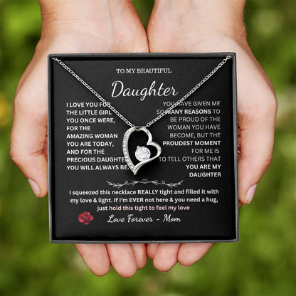 To My Beautiful Daughter – Forever Heart Necklace Gift from Mom