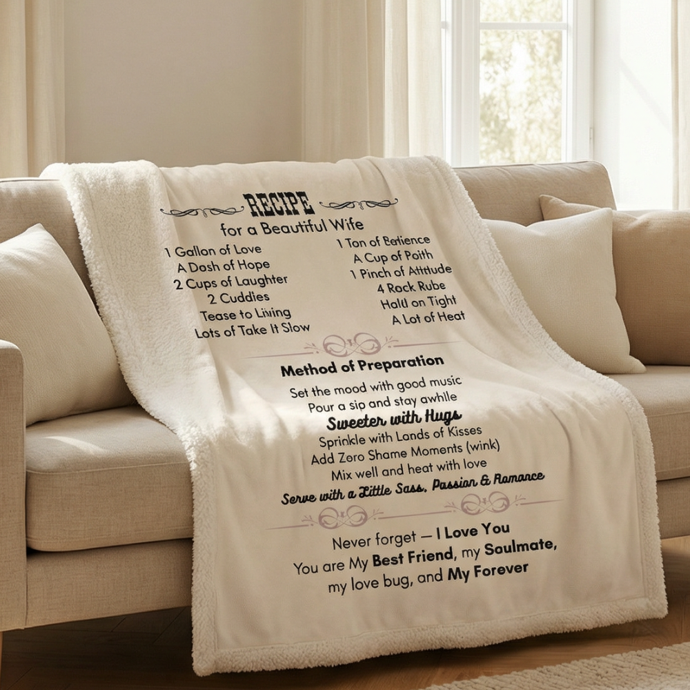 Recipe for a Special Wife Cozy Blanket