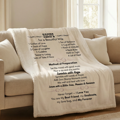 Recipe for a Special Wife Cozy Blanket