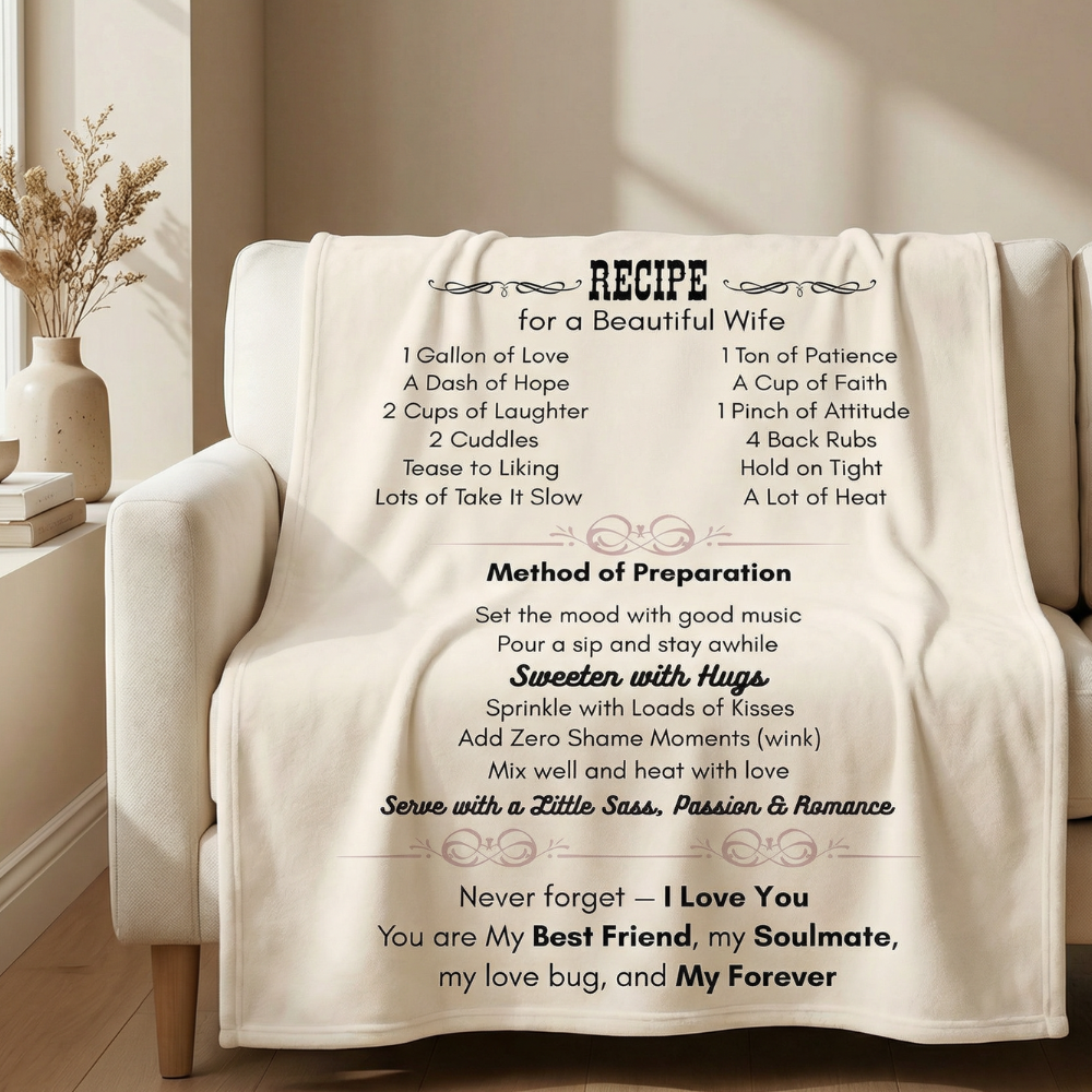 Recipe for a Special Wife Cozy Blanket