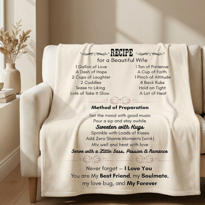 Recipe for a Special Wife Cozy Blanket