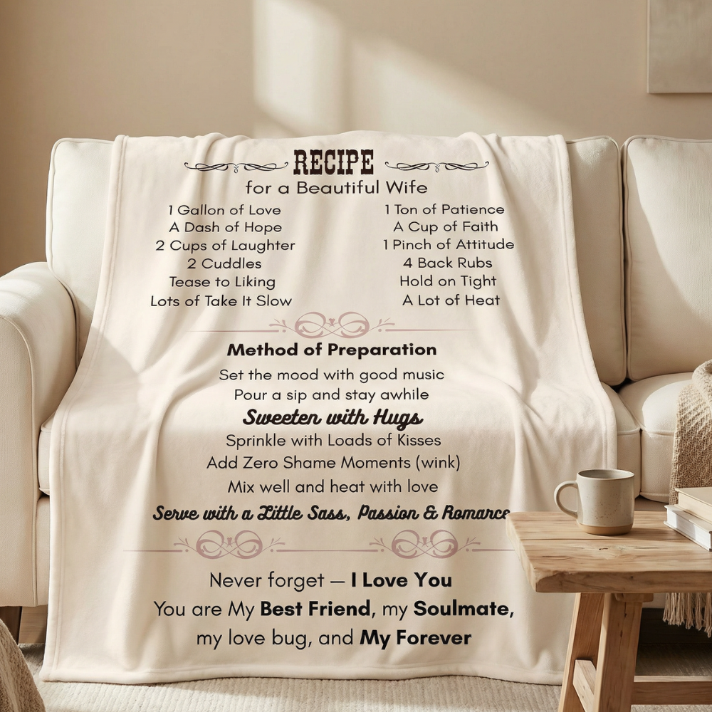 Recipe for a Special Wife Cozy Blanket