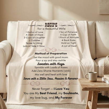 Recipe for a Special Wife Cozy Blanket