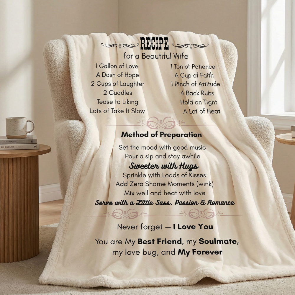 Recipe for a Special Wife Cozy Blanket