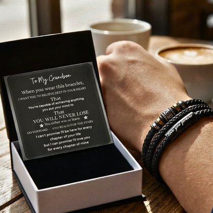 To My Grandson Bracelet — "You Will Never Lose" Message Card