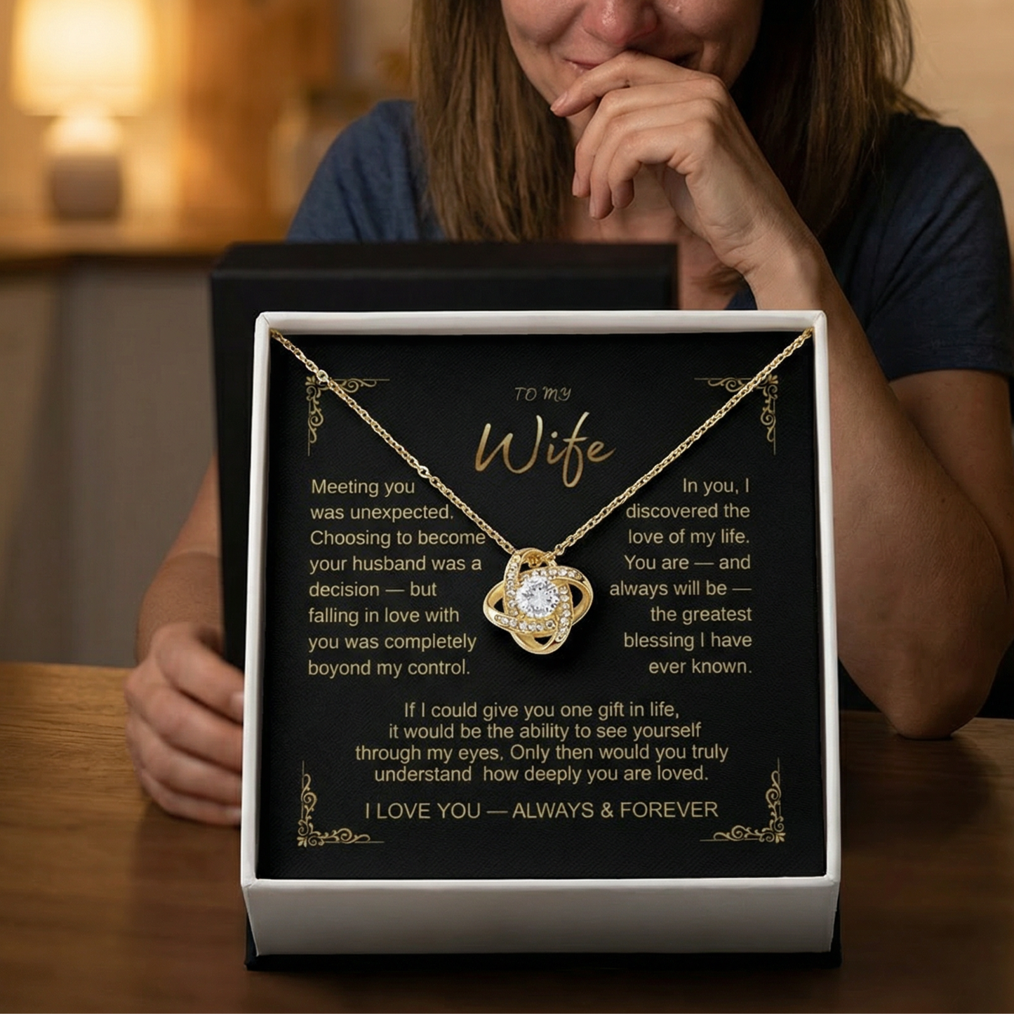 To My Greatest Blessing  Wife Love Knot Necklace