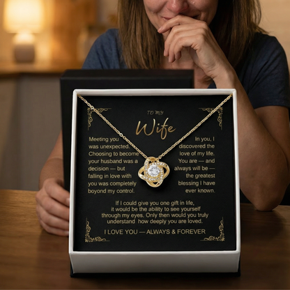 To My Greatest Blessing  Wife Love Knot Necklace