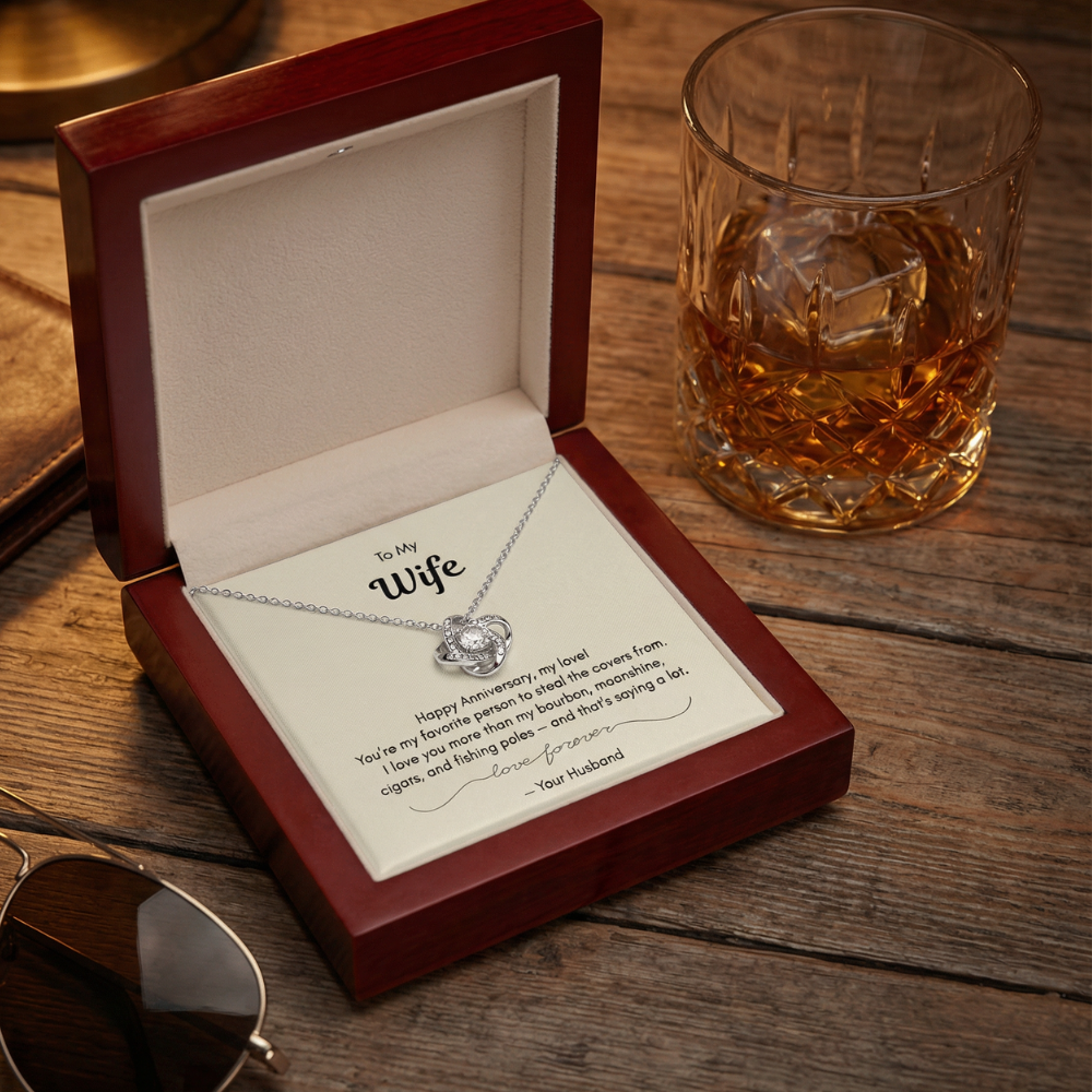 To My Wife – “More Than Bourbon” Love Knot Necklace