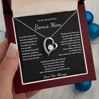 To My Beautiful Bonus Mom – Love Heart Necklace