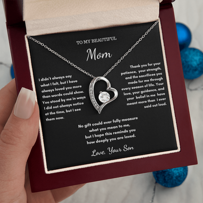 To My Mom – Love Heart Necklace Gift From Son