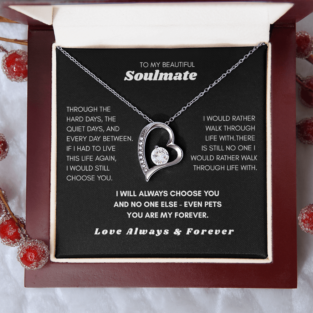 To My Soulmate — I'd Choose You Over Everyone (Even Pets) Heart Necklace Gift