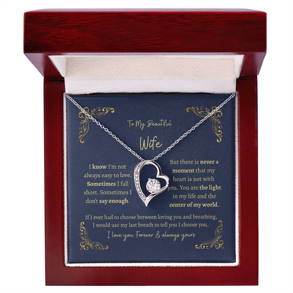 To My Beautiful Wife – Heart Pendant Necklace Gift Set
