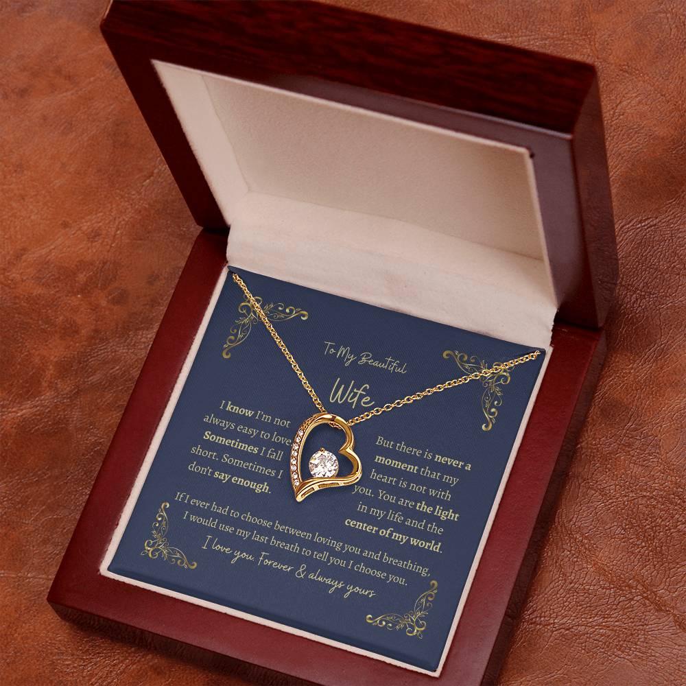 To My Beautiful Wife – Heart Pendant Necklace Gift Set
