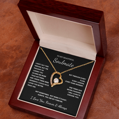 To My Soulmate — Always My Forever Heart Necklace Gift