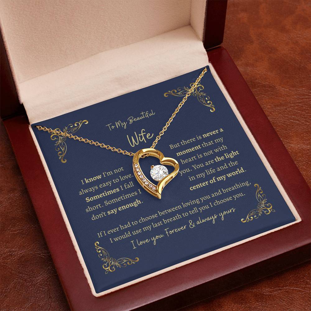 To My Beautiful Wife – Heart Pendant Necklace Gift Set