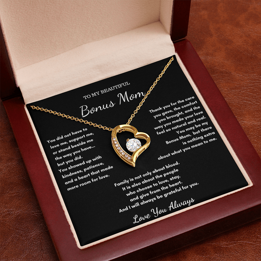 To My Beautiful Bonus Mom – Love Heart Necklace