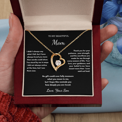 To My Mom – Love Heart Necklace Gift From Son