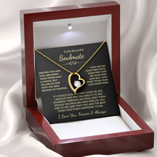 To My Beautiful Soulmate Gift, "Meeting You Was Fate" Heart Necklace