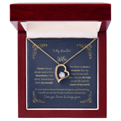 To My Beautiful Wife – Heart Pendant Necklace Gift Set