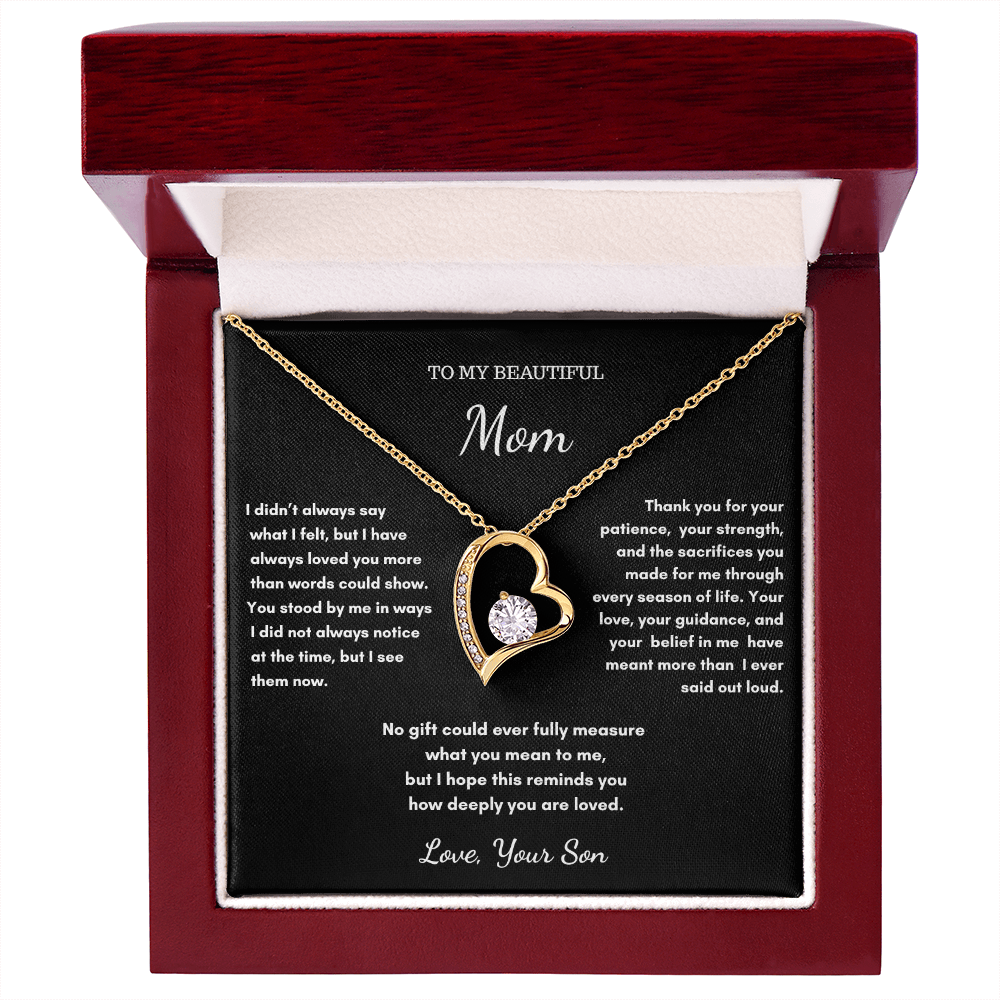 To My Mom – Love Heart Necklace Gift From Son