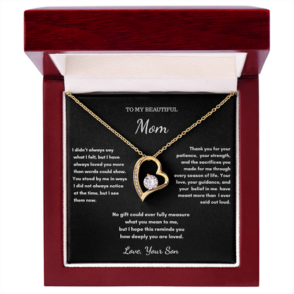 To My Mom – Love Heart Necklace Gift From Son