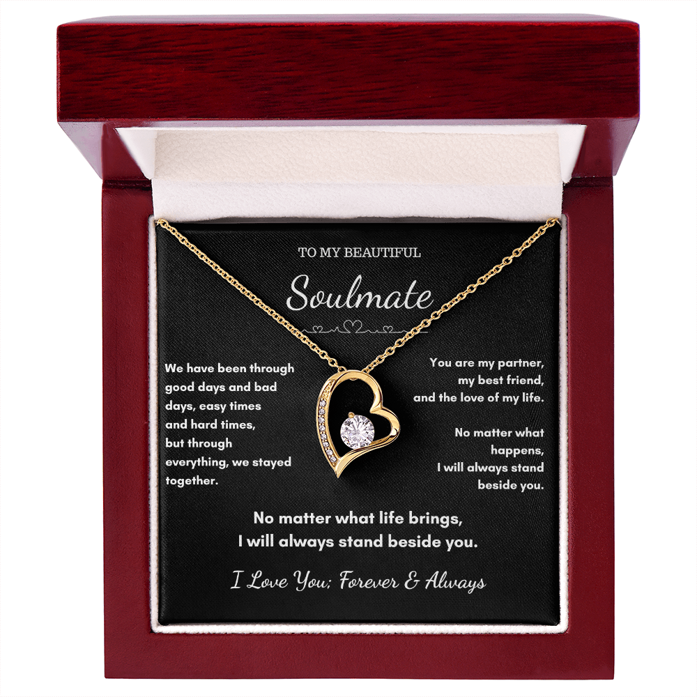 To My Soulmate – Through Every Season I'll Stand Beside You Heart Necklace
