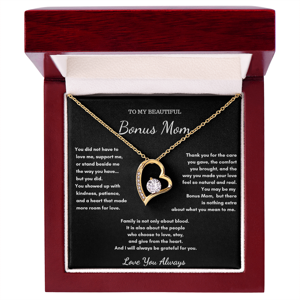 To My Beautiful Bonus Mom – Love Heart Necklace