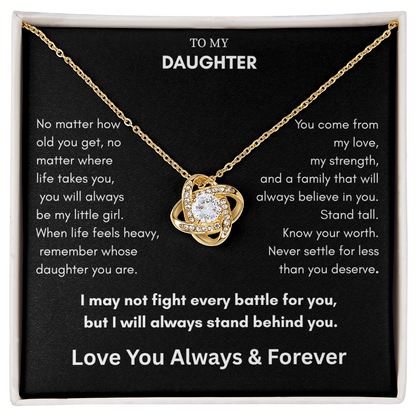 To My Daughter – Always My Little Girl Love Knot Necklace Gift
