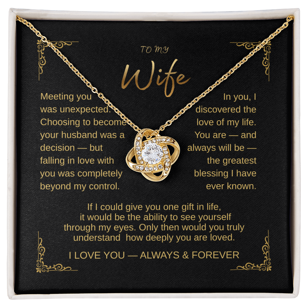 To My Greatest Blessing  Wife Love Knot Necklace