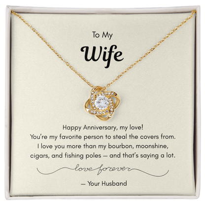 To My Wife – “More Than Bourbon” Love Knot Necklace