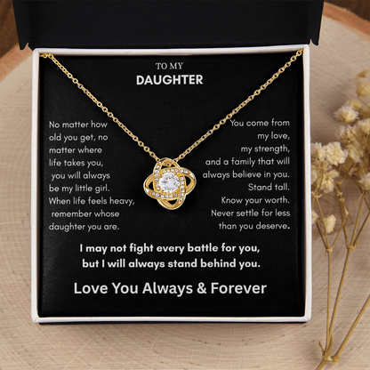 To My Daughter – Always My Little Girl Love Knot Necklace Gift