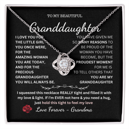 TO MY BEAUTIFUL Granddaughter Love Knot Necklace
