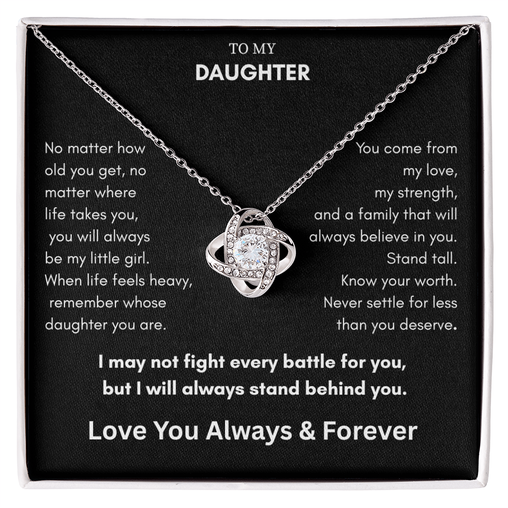 To My Daughter – Always My Little Girl Love Knot Necklace Gift