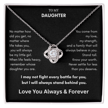 To My Daughter – Always My Little Girl Love Knot Necklace Gift
