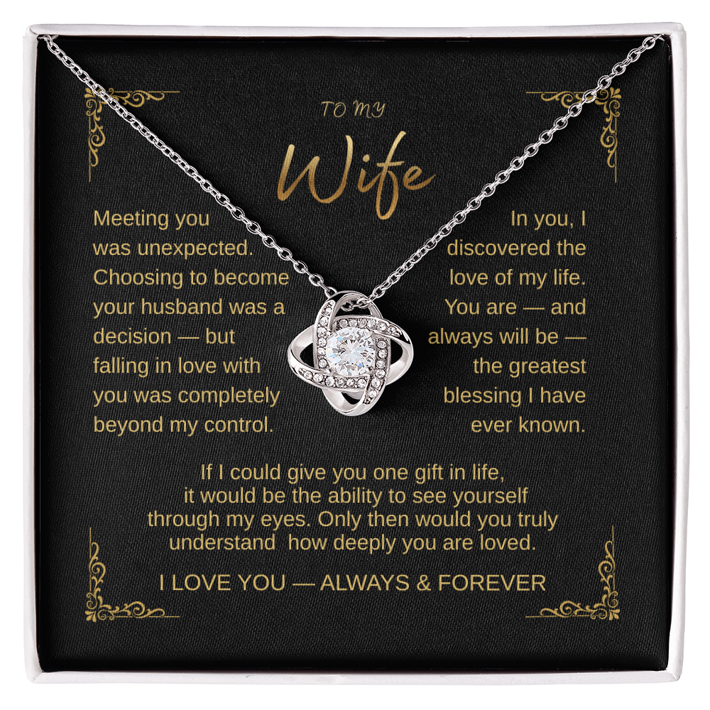 To My Greatest Blessing  Wife Love Knot Necklace