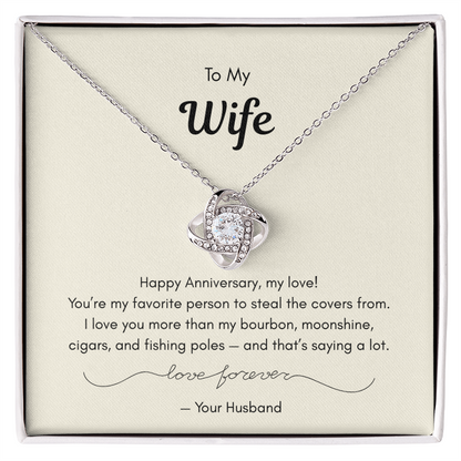 To My Wife – “More Than Bourbon” Love Knot Necklace