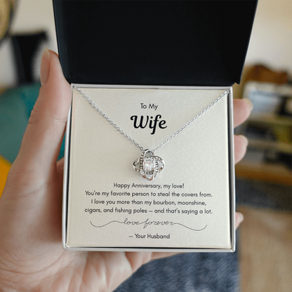 To My Wife – “More Than Bourbon” Love Knot Necklace