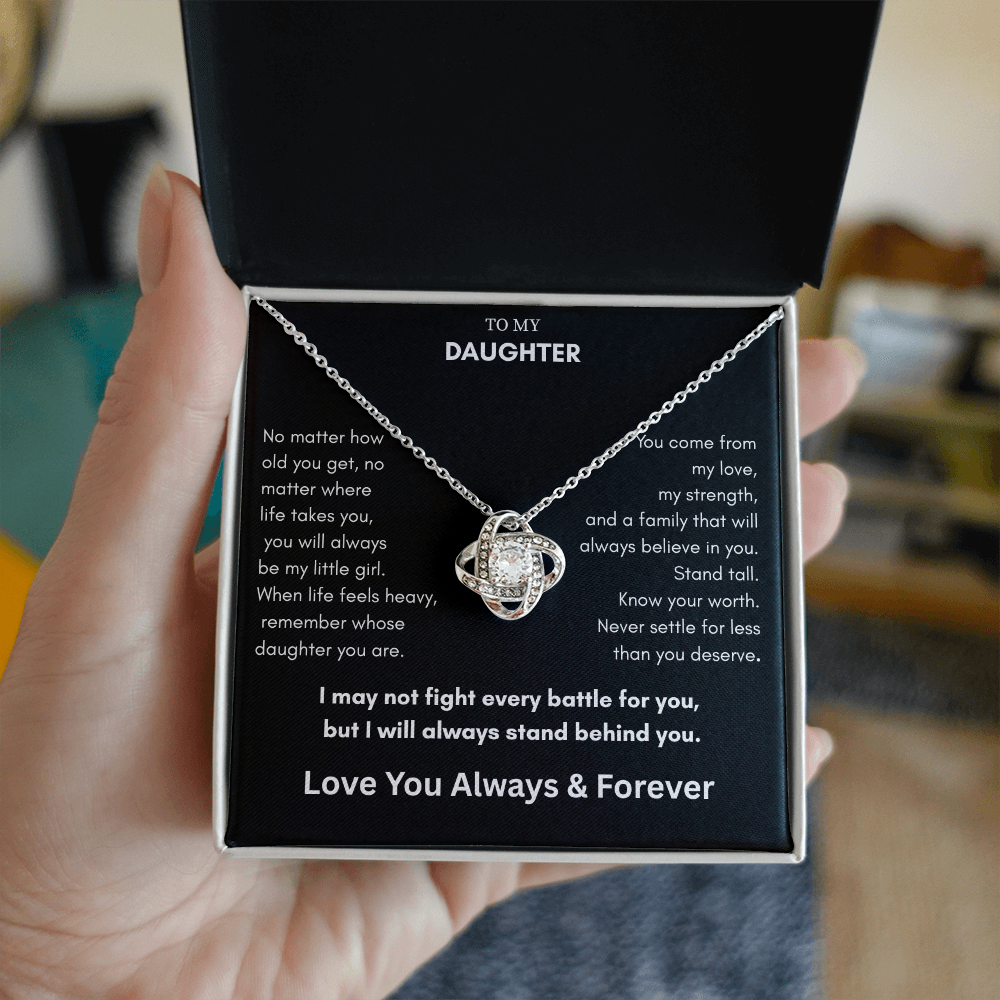 To My Daughter – Always My Little Girl Love Knot Necklace Gift