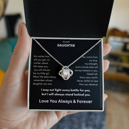 To My Daughter – Always My Little Girl Love Knot Necklace Gift