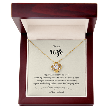 To My Wife – “More Than Bourbon” Love Knot Necklace